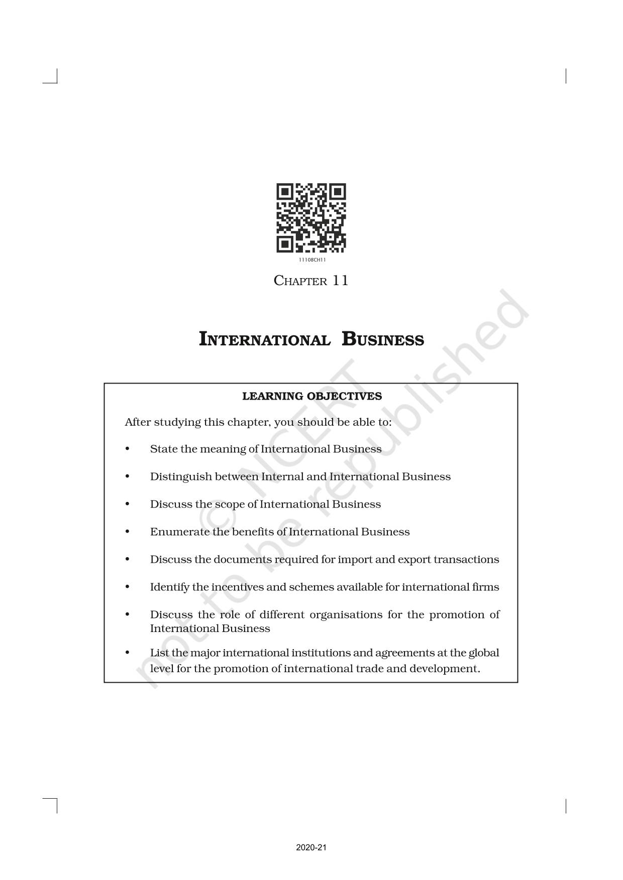 International Business - NCERT Book Of Class 11 Business Studies